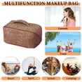 thumbnail image 5 of Bolsa de cosméticos de viaje para mujer, bolsa de maquillaje plana abierta, bolsa de cosméticos de cuero impermeable, bolsa de aseo de viaje de almacenamiento multifuncional, 5 of 5