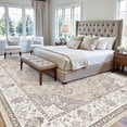 thumbnail image 2 of 10x14 Washable Vintage Area Rug - Large Rugs For Living Room Soft Stain Resistant Carpet With Non-slip Backing Low Pile Water King Size Bed Pet Friendly Home Decor Mat(10x14 Beige), 2 of 7