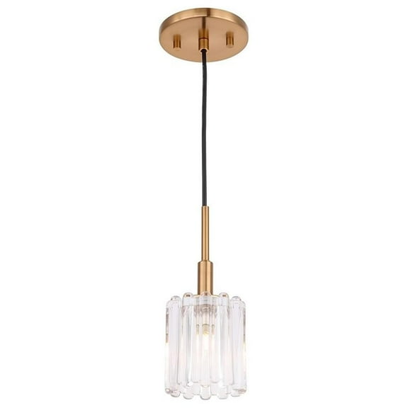 Woodbridge Lighting Candice Swizzle Stick Cylinder Metal Mini-Pendant in Brass