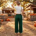 thumbnail image 5 of Sorvello Womens Solid High Rise Wide Leg Lounge Pants Elastic Pull On Waist Side Pockets Full Length Casual Sweatpants Dark Green L, 5 of 6