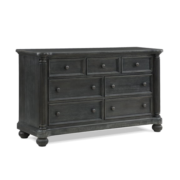 Pemberly Row Traditional 7-Drawers Wood Dresser in Weathered Brown