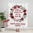 thumbnail image 3 of Personalized Wedding Blanket with Names – Custom Anniversary Gift for Couples, Floral Print Throw Blanket Gift For Valentine Wedding Anniversary - Fleece-50x60, 3 of 4
