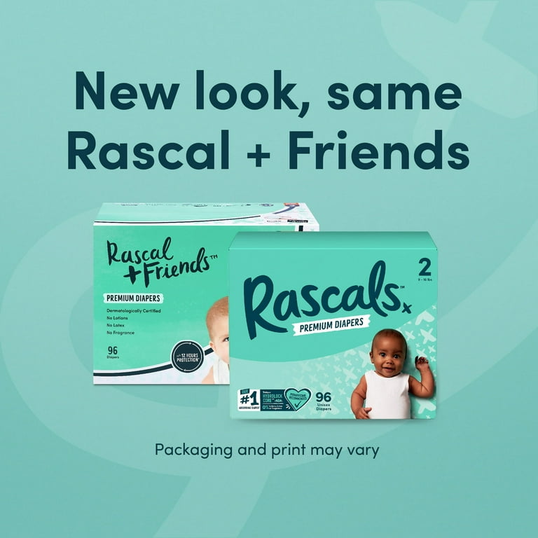 Rascals Premium Diapers, Size 1, 108 Count, 12-Hour Leak