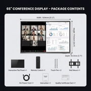 Horion Smart Board 65 4K UHD Interactive Touch Screen Whiteboard - Android 13 & Windows Ready, 50-Point Multi-Touch for Classroom, Office, Conference