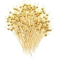 thumbnail image 2 of 150-Pack Cocktail Tooth Picks Skewers 4.7" Bamboo Appetizer Toothpicks Fruit Kabobs Sticks, Gold Pearl, 2 of 4