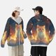 thumbnail image 4 of Balery Starry Sky Constellation Cat Sudadera ligera de manga larga con capucha y protección solar UPF 50+ para hombre y mujer, ideal para pesca y running-Large, 4 of 7