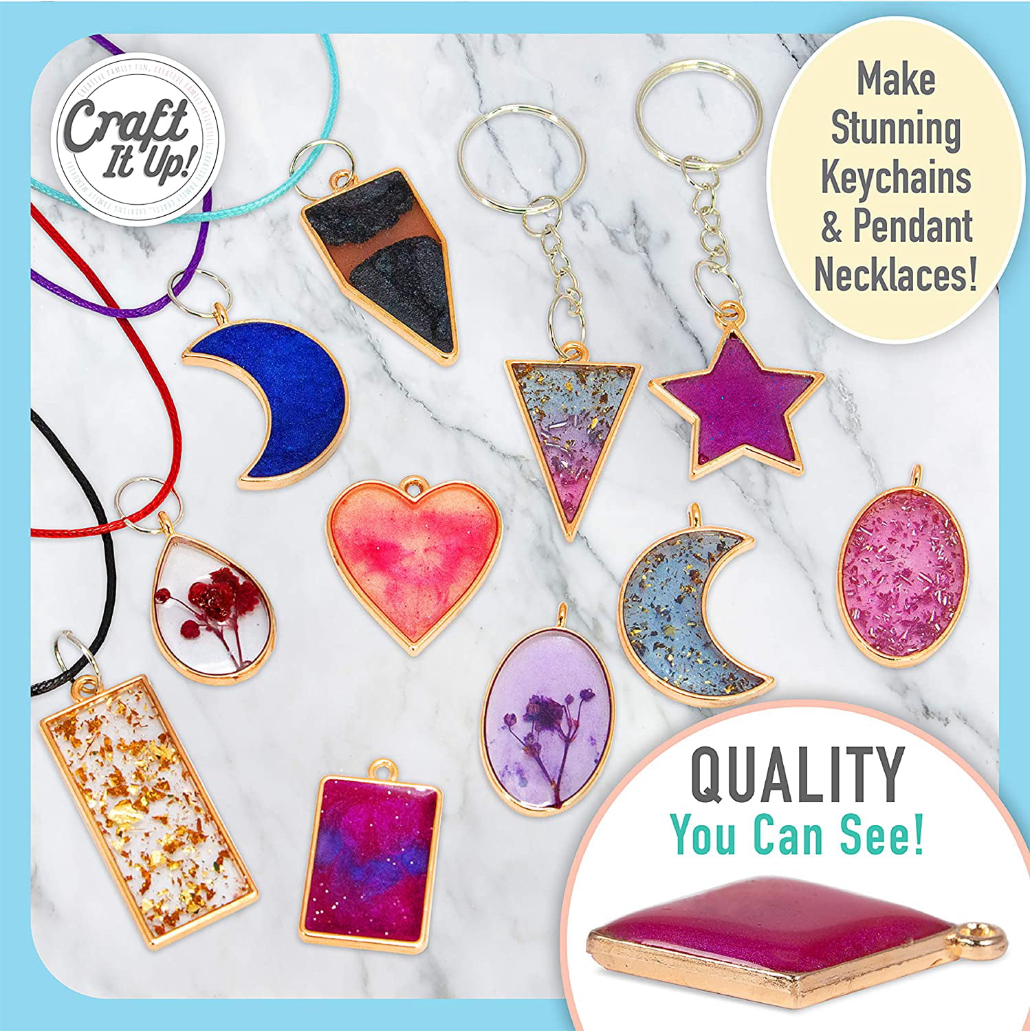 Resin Kit by Craft It Up! - Complete Starter Jewelry Making Resin Kit for  Beginners - All Inclusive Craft Resin Starter Kit - Epoxy Resin Kit with  Molds, Charms, Dyes & Dry