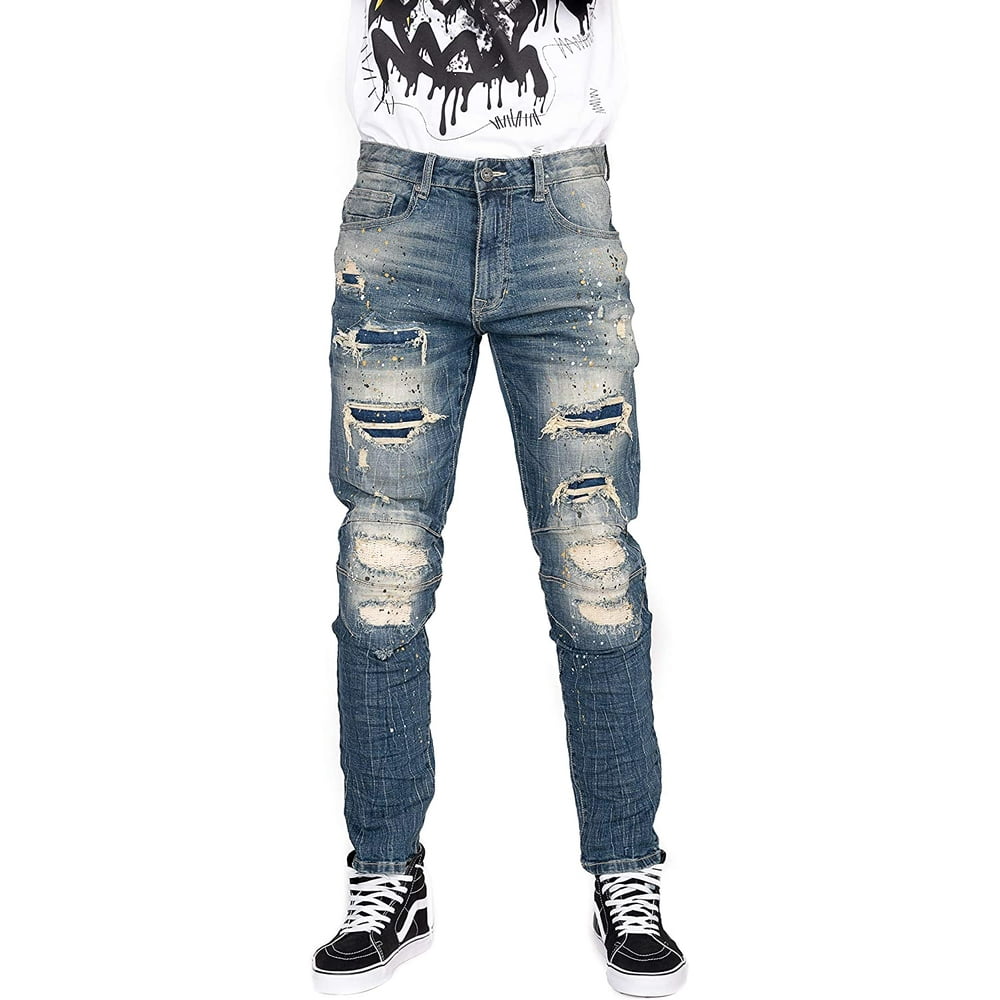 Smoke Rise Smoke Rise Mens Fashion RIP & Repair Jeans ALLEB42