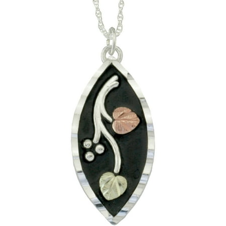 Black Hills Gold Jewelry by Coleman Co. Antiqued 10kt and 12kt Black Hills Gold and Sterling Silver Pendant, 18