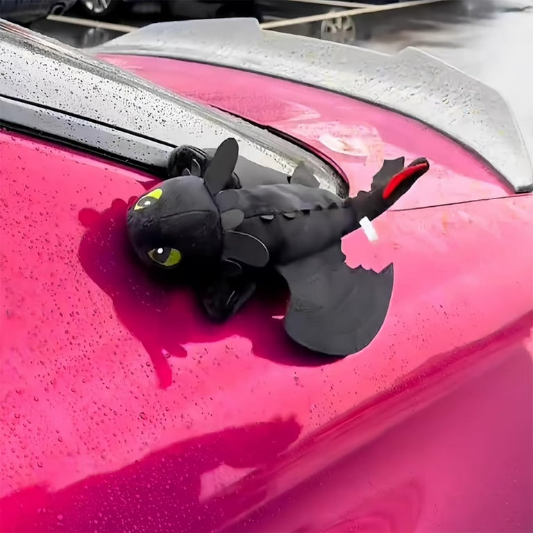 Dragon Car Accessory with Movable Wings Toothless Little Dragon Stuffed Plush Toy Doll with Suction Cup for Helmet Car Motorcycle Roof Sunroof