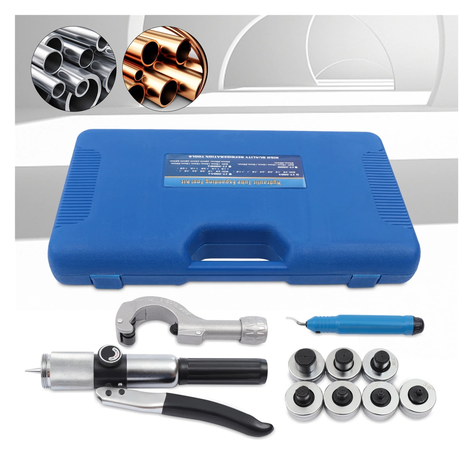 Hydraulic Tube Expander 3/8" - 1-1/8" 7 Lever HVAC Tubing Expanding Swaging Set ,Easy to Use