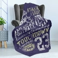 thumbnail image 4 of Sports Soft Flannel Fleece Blanket, Retro Style American Football College Theme Illustration Athletic Championship Apparel, Cozy Plush for Indoor and Outdoor Use, 70" x 90", Purple, by Ambesonne, 4 of 5