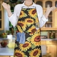 thumbnail image 6 of Black Green Leaf Sunflower Pattern Apron-Garden Aprons for Women with Pockets-Cotton Linen Waterproof Kitchen Cooking Gardening Aprons Adjustable for Kitchen,Cooking,BBQ and Salon 33x27 Inch, 6 of 7