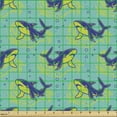 thumbnail image 2 of Ambesonne Fish Fabric by the Yard Upholstery, Deep Sea Sharks Swimming Art, 2 Yards, Seafoam Pale Green and Indigo, 2 of 5