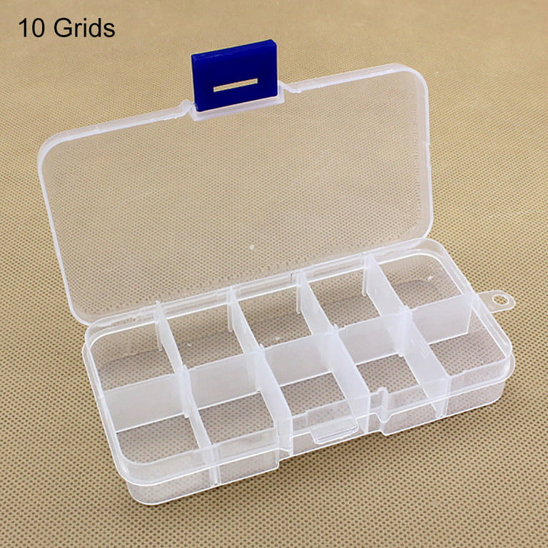 Yirtree 15/10/24 Grids Clear Plastic Organizer Box Storage Container Jewelry Box with Adjustable Dividers for Beads Art DIY Crafts Jewelry Fishing
