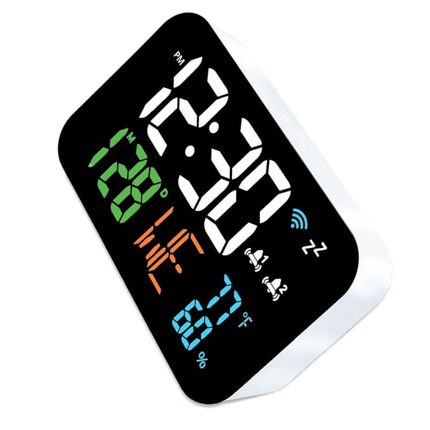 Bewildely Termómetro higrómetro con pantalla LED, función de alarma de temperatura, termómetro inteligente Digital Termómetros luz blanca