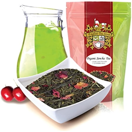 English Tea Store Green Loose Leaf Tea, Organic Sencha Kyoto Cherry Rose Festival, 16 Ounce