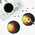 thumbnail image 4 of Fuzoiu Tennis Ball On Fire And Water Print Leather Coasters Set,Drink Coasters Set of 4,for Tabletop Protection, Durable PVC Coasters,Home Décor and Housewarming Gift-Round Shape, 4 of 6