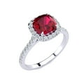 thumbnail image 2 of SuperJeweler 2 Carat Cushion Cut Created Ruby and Halo Diamond Ring In Sterling Silver For Women, 2 of 5
