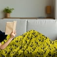 thumbnail image 3 of Yellow Bird Soft Flannel Fleece Throw Blanket, Bicolour Design Pattern of Silhouette Style Avian and Flower Petals, Cozy Plush for Indoor and Outdoor Use, 50" x 70", Yellow Indigo, by Ambesonne, 3 of 5
