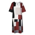 thumbnail image 4 of Vestido de media pantorrilla con bolsillo con estampado geométrico de manga corta suelta con cuello en V para mujer Fridja  qw7100, 4 of 8