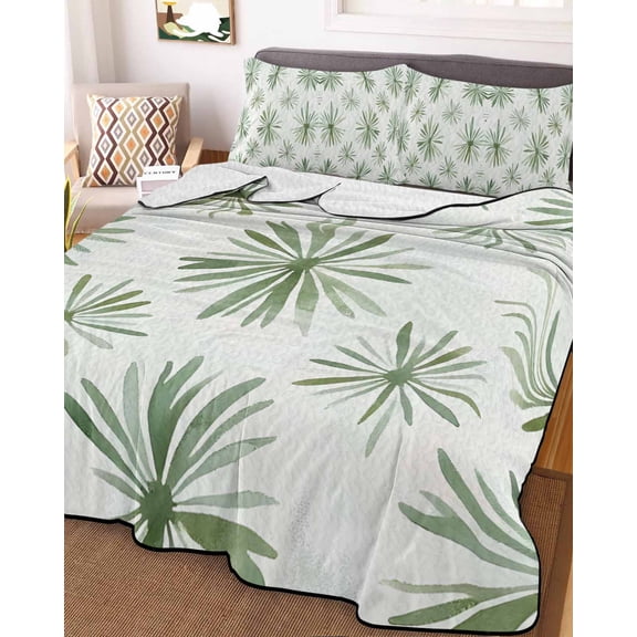 Sage Green Geometric King Size Down Alternative Comforter, Lightweight Comforter Quilt Bedding Set with Pillow Shams Watercolor Abstract Art All Seasons Bed Comforter Duvet Insert 96"x106"