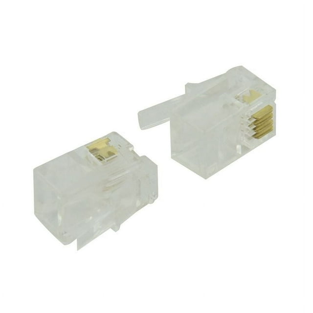Conector telefónico RJ9 4P4C, 50 unidades, transparente