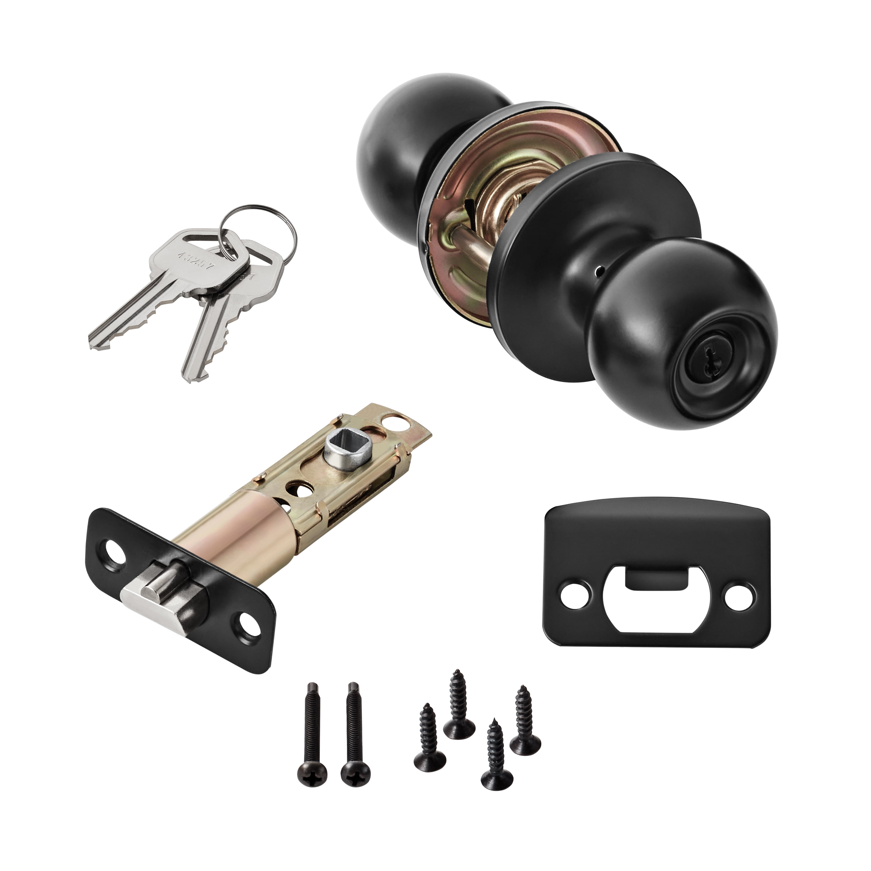 (4 pack) Hyper Tough Keyed Entry Ball Locking Doorknob Matte Black Finish