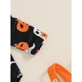 thumbnail image 7 of Suealasg 3Pcs Newborn Baby Girls Halloween Outfits Clothes Set 3 6  12 18 Months Infant Girls Flying Sleeve Romper +Ghost Pattern Ruffled Overall Dress +Bow Headband Set, 7 of 7