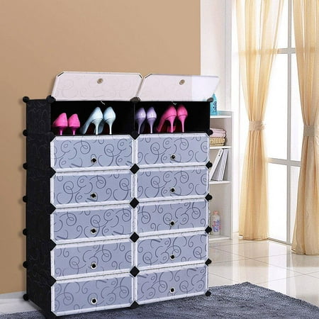 Ktaxon 12 Cubes Portable Home Shoe Rack Shelf Storage Cabinet