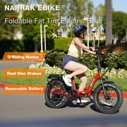 Fat Tire Folding Electric Bike, 48V & 624Wh Lithium Removable Battery, Peak 1100W Brushless Motor, Max Speed 28Mph, M8 Large LCD Display, Suspension, Step-Over/Thru Frame