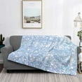 thumbnail image 2 of Uemuo White Bule Glitter Printed Throw Blanket for Couch, Fluffy Fuzzy Blankets for Bed, Sofa, Cozy Flannel Faux Fur Blanket-40"x30", 2 of 6