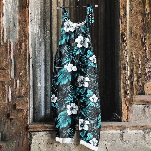 Pisexur Pantalons pour Femmes, Pantalons pour Femmes Imprimé Sans Manches Deux Poches Combinaison Décontractée Multicolore, TG