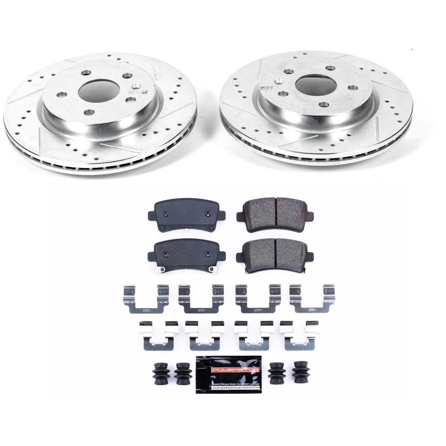 PowerStop Rear Z23 Evolution Sport Carbon-Fiber Ceramic Brake Pad and Drilled & Slotted Rotor Kit Fits: BUICK CADILLAC CHEVROLET SAAB Select Models K5547