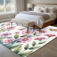 thumbnail image 4 of Large Area Rugs for Living Room Bedroom, Pink Flowers 8'x10' Rug Washable Carpet Runner Indoor Outdoor, Spring Floral Butterfly Leaves Plants Pastoral Non Slip Floor Mats Rug for Kitchen, Patio, 4 of 8