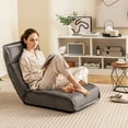 thumbnail image 4 of Gymax Folding Floor Chair Convertible Lazy Sofa Chair with Adjustable Backrest, Gray, 4 of 10