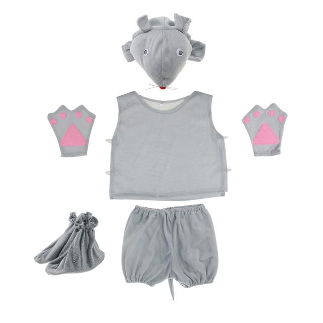 Traje de Animal Macarena Ropa de Ratón Sombrero Top Cortos Guantes Zapatos Vestido de Disfraz Juego de rol conjunto de disfraces
