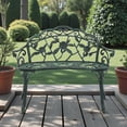 thumbnail image 2 of Tcbosik Cast Aluminum Patio Bench with Rose Pattern, Antique Green Finish, 2-Person Outdoor Garden Seating, Easy Assembly, 38.5"L x 16"W x 31"H, 2 of 9