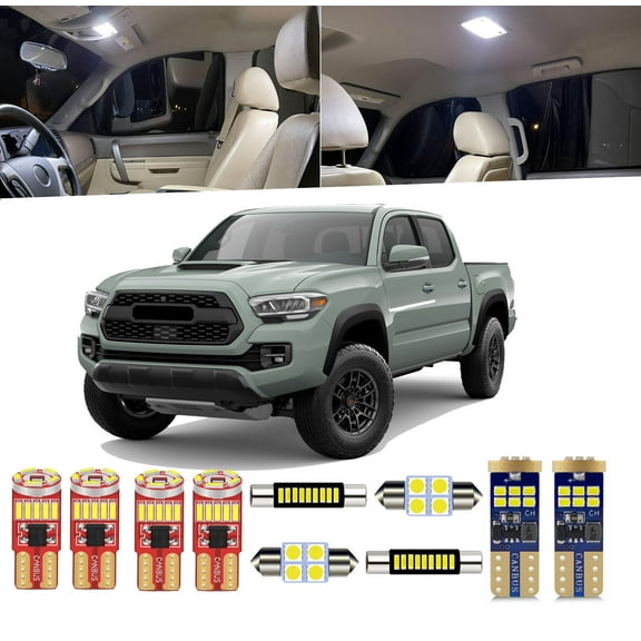 12 Piece Car Interior LED Lights Kit for Toyota Tacoma 2016 2017 2018 2019 2020 2021 2022 2023 Interior LED Light Bulbs Packag Kit License Plate Light Install Tool