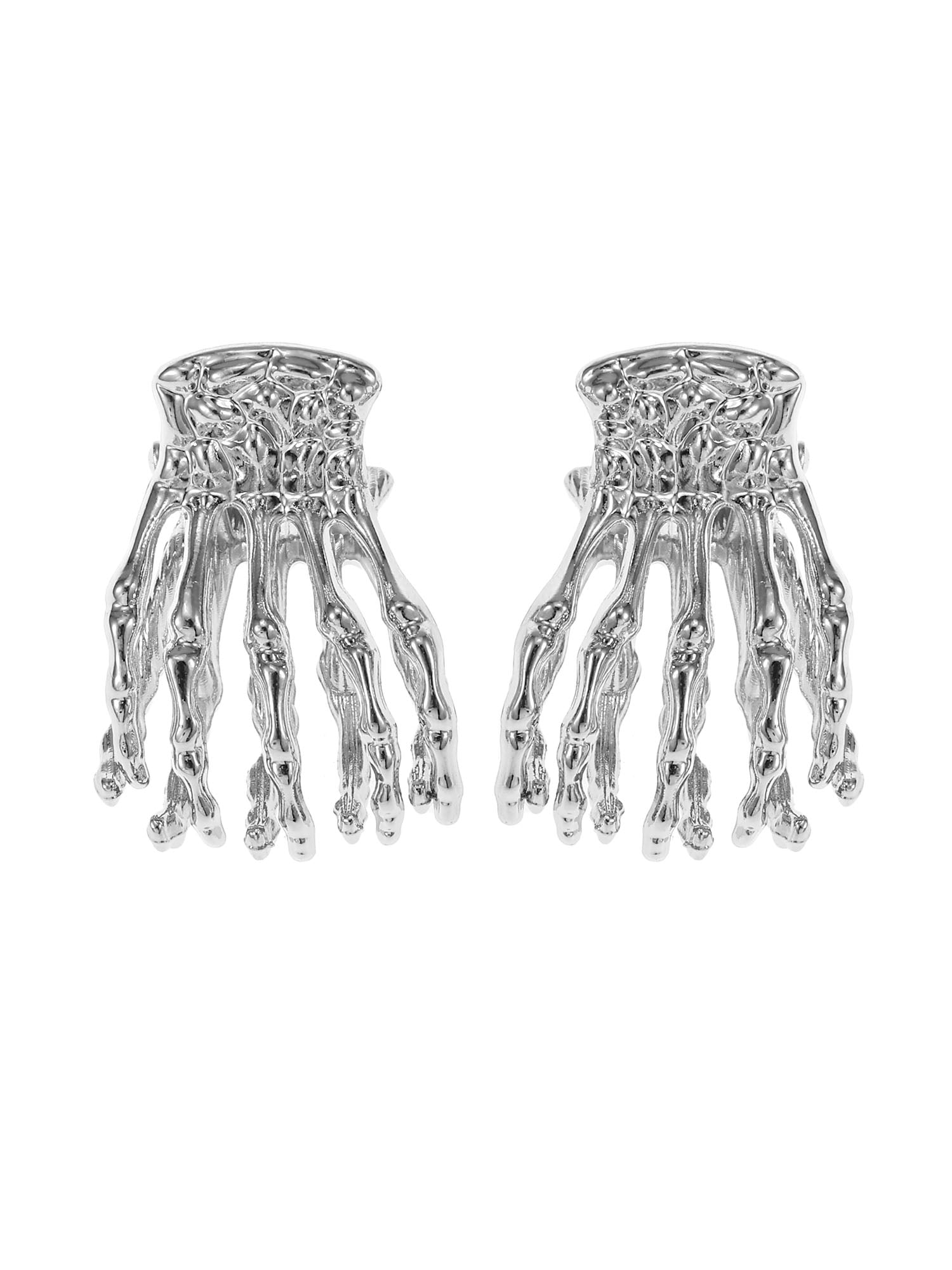 Way to Celebrate Skull Hand Silver Halloween Hair Clip Set, 2 Pieces