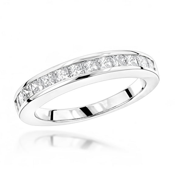 Ladies Thin 14K Natural 0.6 Ctw Diamonds Designer Engagement Ring Band (White Gold Size 6.5)