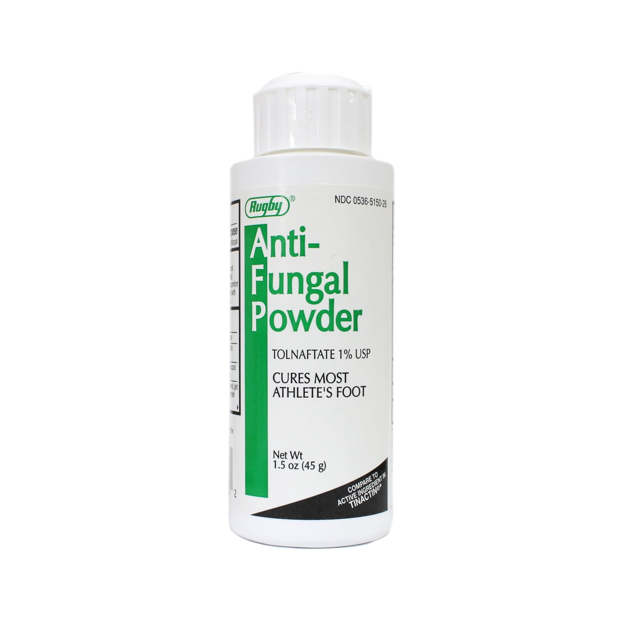 Rugby Cures Most Athelet's Foot Tolnaftate 1 % Anti-Fungal Powder 1.5 oz