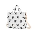 thumbnail image 7 of FORMRS Womens Corduroy Tote Bag Crossbody Shoulder Handbag with Pocket, Black Cartoon Cat Paw, 7 of 7