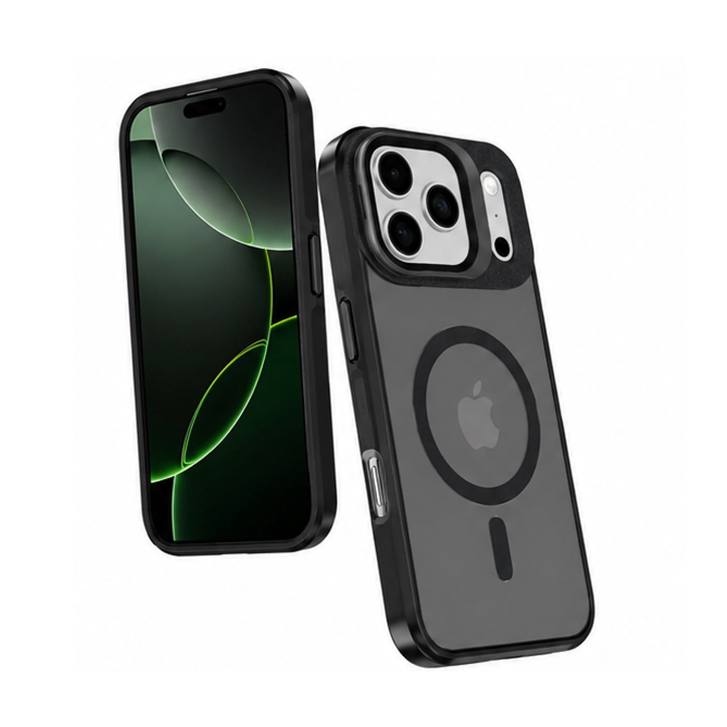 Clear Slim Stand Case with Camera Lens Kickstand for iPhone 17 Pro Max - Black