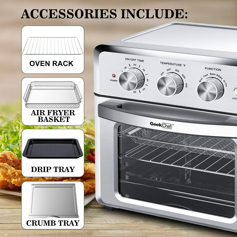 6-in-1 Air Fryer Oven, 19 Quart Airfryer Toaster Oven Combo, 1500W Large Air  Fryers, Convection Toaster Oven with 3 Adjustable Knobs, 4 Accessories,  Temperature Control, Dishwasher Safe, Q4653 