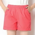 thumbnail image 6 of Baqcunre Shorts For Women,Women's Solid Waist Cropped Straight Pants Loose Slimming Casual Wide Leg Shorts,Women'S Pants,Workout Shorts Women,Pants For Women,Womens Clothes,Watermelon red,L, 6 of 8
