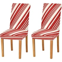 Christmas Candy Cane Stripes Dining Room Chair Covers Winter Red Cream Colors Chair Slipcovers Seat Protector Removable Washable Chair Cover For Home Kitchen Restaurant Hotel 4pcs