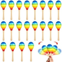 20 PCS Multi-Colored Wooden Maracas, 7.9 Inch Party Favors, Mexican Carnival Noise Makers, Musical Instruments for Party & Festival Supplies