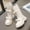 White, variant on Luogg Girls Winter Fashion Boots Warm Long Calf Height Leather Booties For Kids Stylish Boots Non Slip Comfortable Girls Rain Boots Size 4-4.5 Years