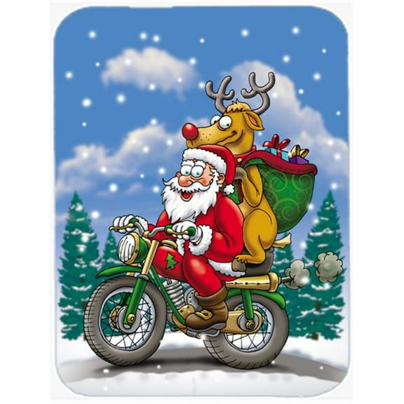 Christmas Santa Claus on a Motorcycle Mouse Pad, Hot Pad or Trivet